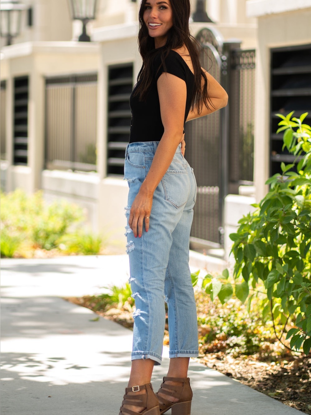 KanCan High Rise Ripped Boyfriend Mom Jeans Style KC9176L Size 7/27 100% Cotton - Picture 2 of 10